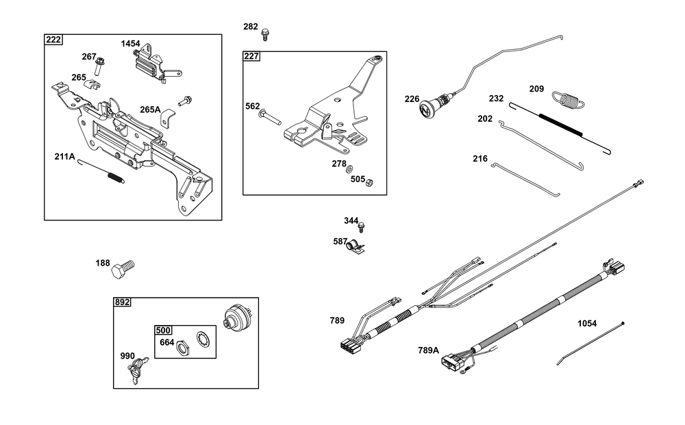 Controls Group Diagram and Parts List for 613477-4235-J1 400000 - 699999 Briggs and Stratton Engine